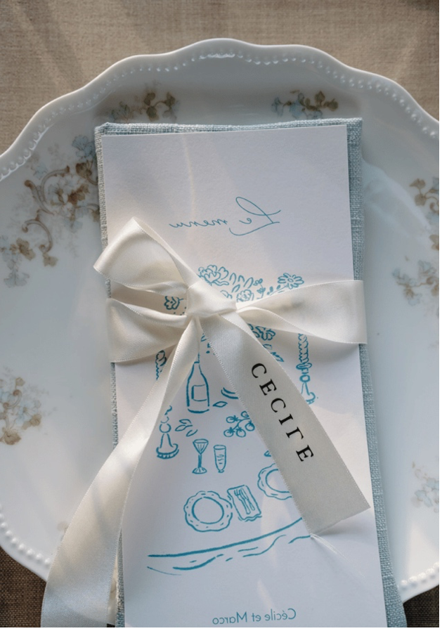 menu bleu mariage Bridgerton